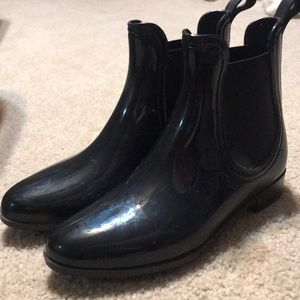 Black rain ankle booties